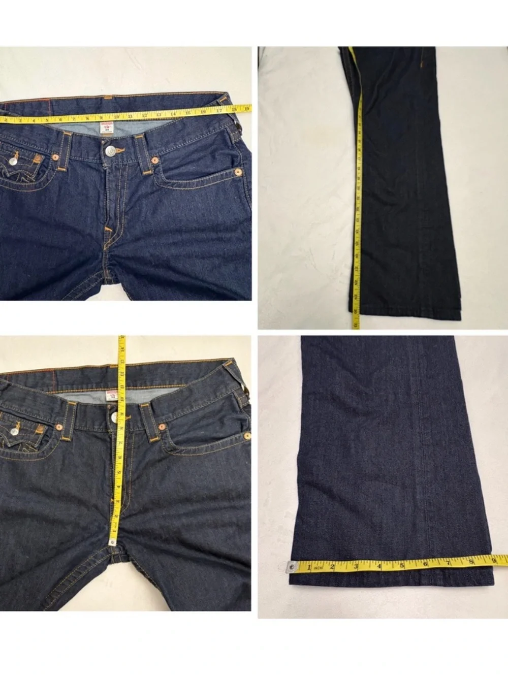 True Religion Men's Indigo Flap Pocket Logo Straight Jeans Size 34